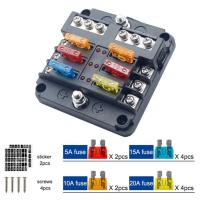 Soporte De Fusible Para Coche Barco Con Bloque De Fusible De 12 Maneras Y Indicador De Advertencia Panel De Distribución De Energía 12V~24V - details 2