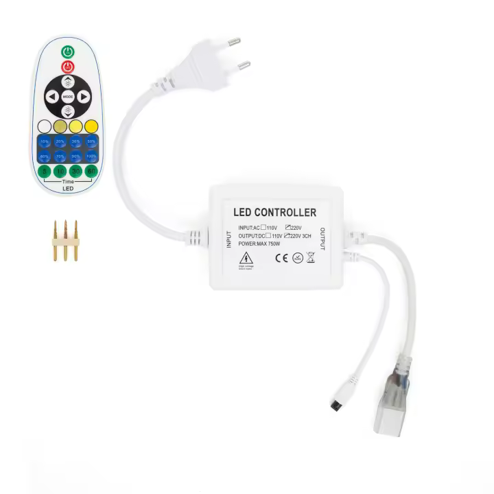 Ledkia Controlador Regulador para Tira LED CCT 220V AC con Mando RF Blanco - 1