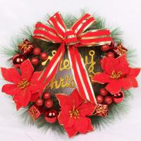 Corona Navideña Roja Y Dorada De 30cm Para Puerta De Entrada Decoración De Hogar Para Pared Y Ventana Adornos De Navidad 2024 - details 3