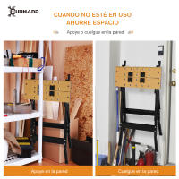 DURHAND Banco de Trabajo Plegable Mesa de Trabajo Portátil con 4 Abrazaderas Agujeros para Sierra Uso Doméstico Carpintería Hierro MDF Soporta 70 kg 56x62x75 cm Natural Negro - details 2