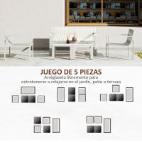Outsunny Conjunto de Jardín Exterior 5 Piezas Muebles Jardín Exterior con 2 Sillones 1 Sofá de 2 Plazas y 2 Mesas de Centro Diseño de Lamas Impermeable Anti-UV Blanco - details 3