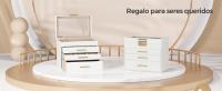 SONGMICS Caja de Joyas, Caja Joyero con 4 Niveles, Estuche para Joyería con Tapa de Cristal, 3 Cajones, para Gafas de Sol, Joyas Grandes, Moderno, Blanco Nube y Dorado/Gris y Dorado/Negro Grafito y Dorado/Verde Bosque y Dorado - details 0