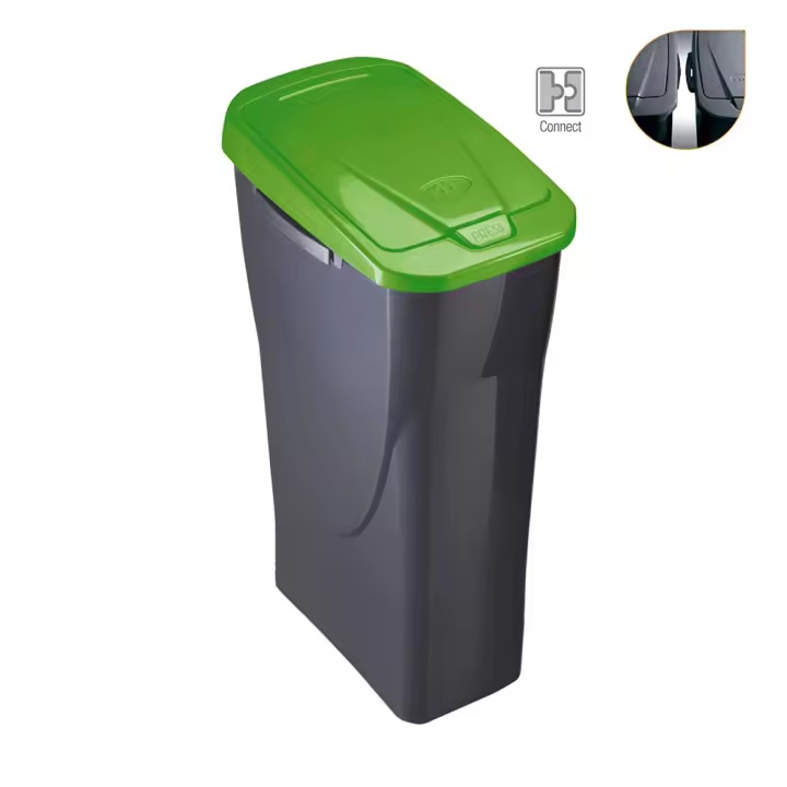 Cubo 25 litros ecobin con tapa color verde 21,5x36x51cm mondex - 1