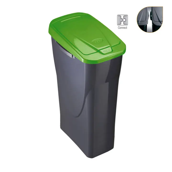 Cubo 25 litros ecobin con tapa color verde 21,5x36x51cm mondex - 1