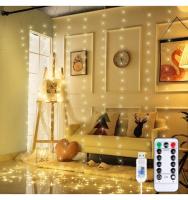 Luces LED de Cortina USB con Mando a Distancia 8 Modos de Luz Resistente Al Agua (3x3 Metros - 300 Led, Blanco Cálido) COSHANO - Entrega en 24 Horas - details 1