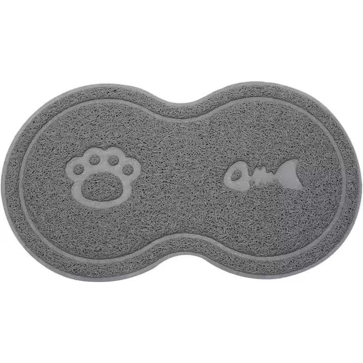 Tapete para Comedero de mascotas, Tapete impermeable y antideslizante de PVC para Gatos y Perros (GRIS) - 1