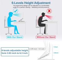 Portable Adjustable Laptop Riser Notebook Holder, Metal & ABS Foldable Ventilated Cooling PC Stand for MacBook Pro/Air, HP, Lenovo, Sony, Dell - details 2