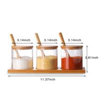 Juego De Almohadillas Para Muebles Y Electrodomésticos 300ml Jars De Vidrio Con Tapa De Bambú Y Cuchara Armario De Especias Contenedor De Alimentos Moderno Estilo - details 0