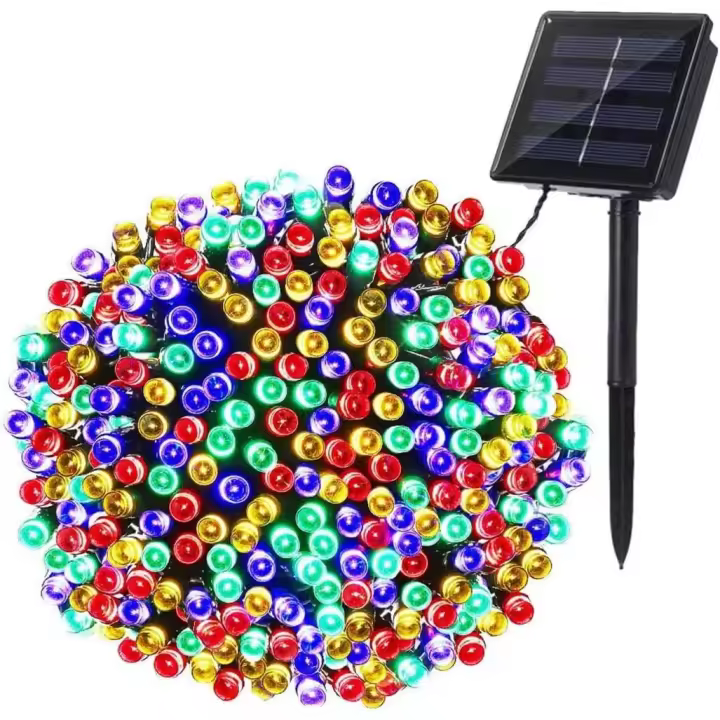 Guirnaldas Luces Exterior Solar Jardin 7M 100LED | Luces Navidad Exterior Solares Blanco Calido - 1
