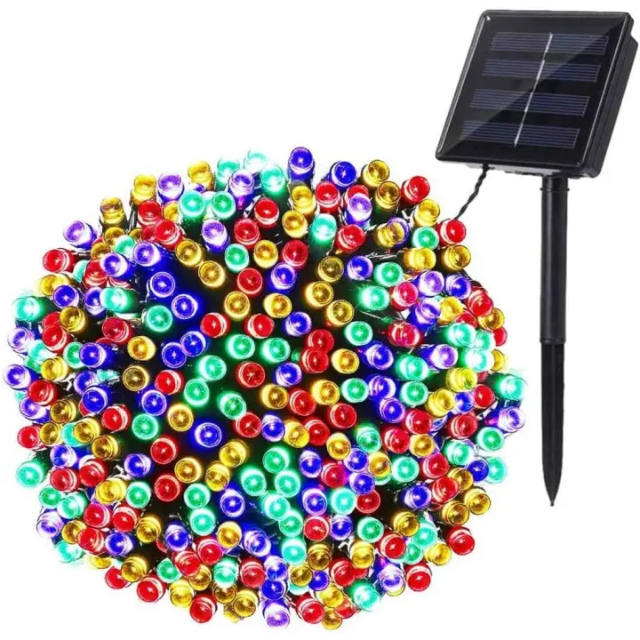 Guirnaldas Luces Exterior Solar Jardin 7M 100LED | Luces Navidad Exterior Solares Blanco Calido - 1