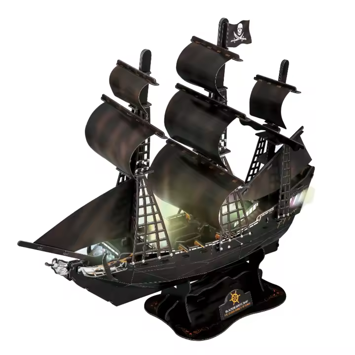 DAM. Puzle 3D buque LA PERLA NEGRA  con luces LED. 50,4*19*43 cms, 111 piezas. 50x19x43cm. - 1