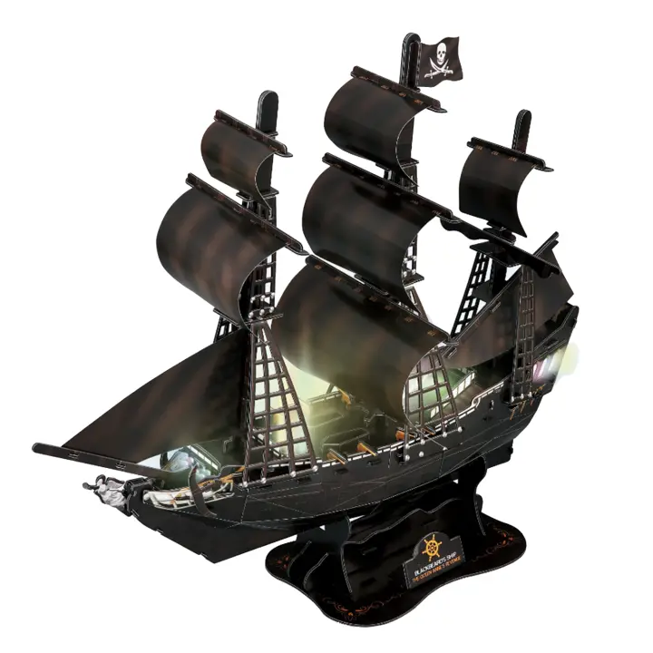 DAM. Puzle 3D buque LA PERLA NEGRA  con luces LED. 50,4*19*43 cms, 111 piezas. 50x19x43cm. - 1