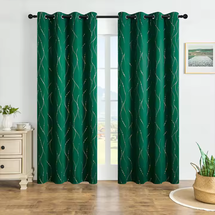 Cortinas De Blackout Para Decoración De Sala De Estar Dormitorio Y Oficina 1 Pieza Reducción De Luz Y Aislamiento Térmico 100% Poliéster Moderno - 1