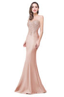 Vestido De Noche Elegante De Sirena Para Mujer Azul Rojo Con Aplicaciones Doradas Lace Sweetheart Illusion Vestido De Boda Fiesta Prom Robe De Soiree - details 16
