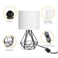 Aigostar - Lámpara de Mesa Estilo Retro Industrial, Portalámparas de Casquillo Fino E14, Lámpara Decorativa con Base Metálica y Tulipa Blanca, Perfecta para Decorar Cualquier Estancia - details 3