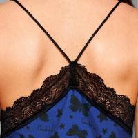 Vestido Night Anabel Lee - Lencero Fluido con Mariposas y Glitter Plateado - details 6