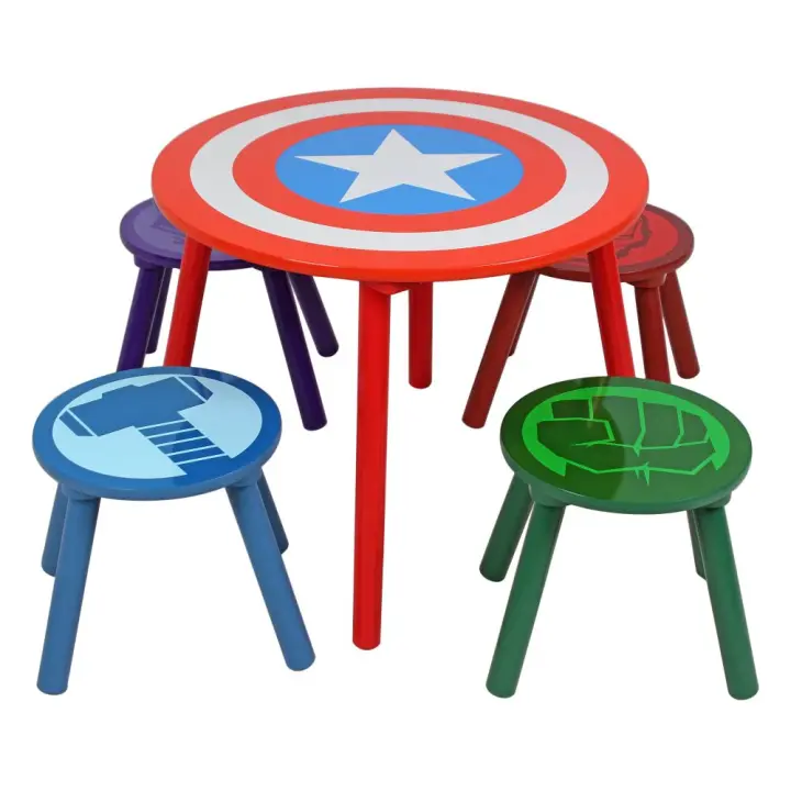Juego de Mesa Avengers con 4 Taburetes de Madera - 1