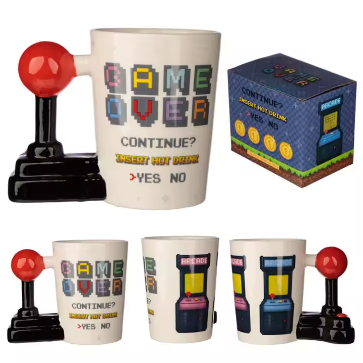 Taza de Cerámica Asa con Forma de Joystick y Arcade Game Over - 1