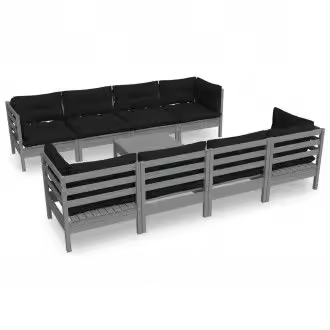 VIDAXL juego de muebles para jardín fabricado con madera de pino color gris antracita 9 piezas - 1