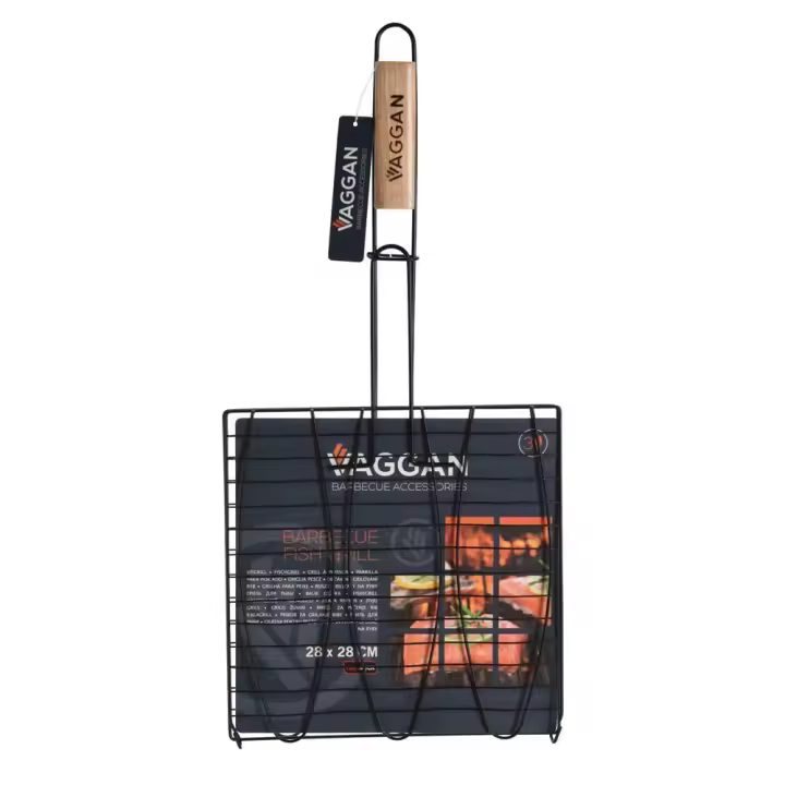 Parrilla 3 pescados mango madera 28x28 cm - 1