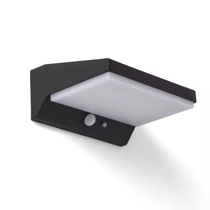 Ledkia Aplique de Pared Exterior Solar LED 5W Aluminio con Sensor de Movimiento Ivar Negro - 1