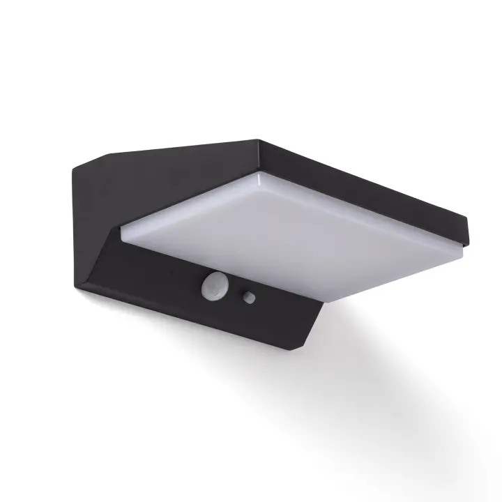 Ledkia Aplique de Pared Exterior Solar LED 5W Aluminio con Sensor de Movimiento Ivar Negro - 1