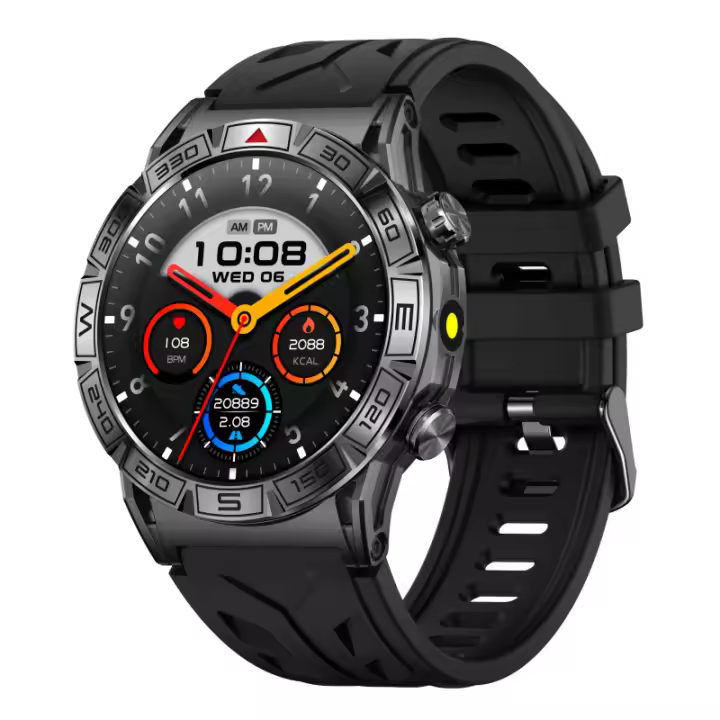 Reloj inteligente con Bluetooth, llamada, voz IA, brújula de altitud, linterna, monitorización de frecuencia cardíaca y presión arterial. - 1
