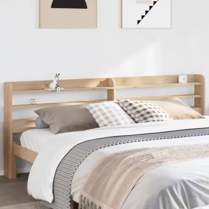 Cabecero de cama con estantes madera maciza de pino 200 cm - 1