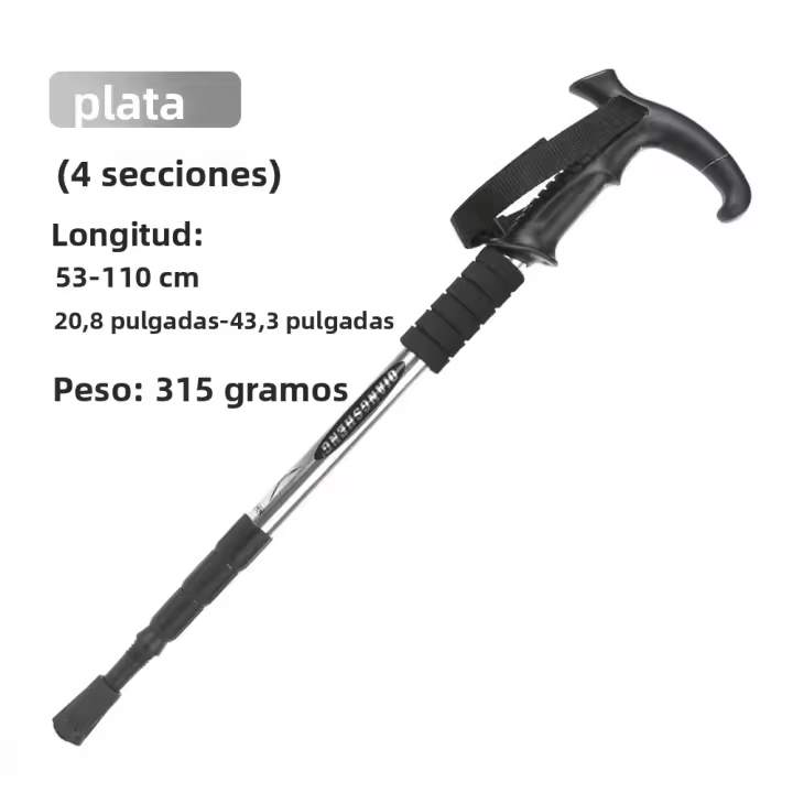 Palo De Caminar Telescópico Portátil De 5 Secciones Para Senderismo Y Camping Pomo Antideslizante Material De Aluminio Para Ancianos - 1