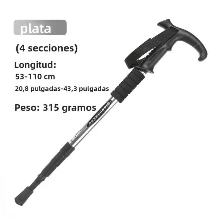 Palo De Caminar Telescópico Portátil De 5 Secciones Para Senderismo Y Camping Pomo Antideslizante Material De Aluminio Para Ancianos - 1