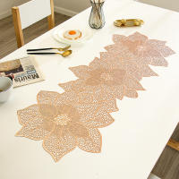 Bandera De Mesa De PVC Estilo Largo Color Sólido Bronceado Corredor De Junción Creativo Con Flores Irregulares Nórdico Lujo Decoración - details 2