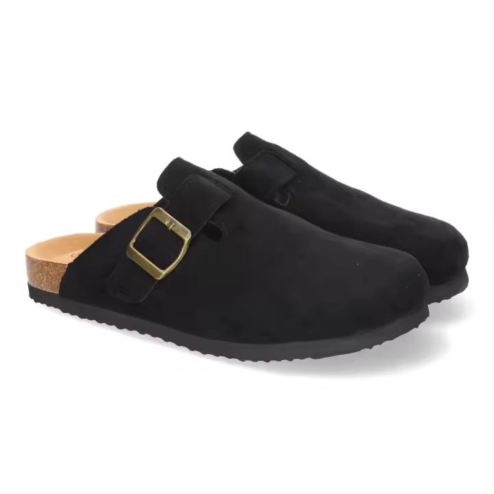 Davinia Shoes Zueco Plano Ancho para Mujer, Comodo y Elegante, Planta Bio, con cierre de Hebilla, Ideales para cualquier ocasion. Shoes&Blues.es M-231E-Negro - 1