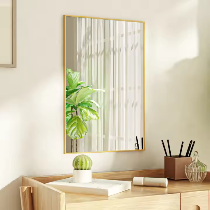 vidaXL Espejo de puerta cristal y aluminio dorado 40x60 cm - 1