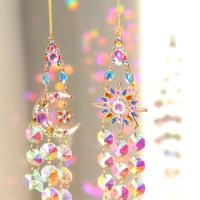 Aros De Viento Colgantes De Cristal Con Prisma De Sol Y Estrella Decoración De Pared En Rosa Para Habitación Arte Y Manualidades Para Exteriores - details 10
