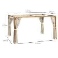 Outsunny Pérgola de Jardín 4x3 m con Marco de Aluminio Cenador para Exterior con Techo Retráctil Mosquiteras Laterales de Malla para Terraza Patio Natural - details 2