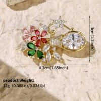 Broche De Flor Dorada Con Zirconia Joyería De Novia Lujo Accesorios Para Mujer Regalos Para Damas De Honor Adornos Elegantes Para Bodas - details 14