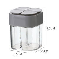 Dispensador De Especias Transparente Con 4 Compartimentos Juego De Pimienta Y Sal Para Camping Y BBQ Con Tapa Incluida - details 2