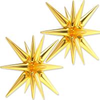 2Pcs Globos De Aleación De Hierro 22 Pulgadas Estrella De 4D Explosión De Estrella Pentagrama Para Decoración De Fiestas De Navidad Cumpleaños Boda Y Wedding - details 0