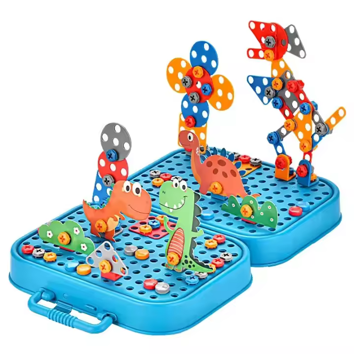 Juego De Juguetes Para Niños Herramientas Eléctricas Taladro De Dinosaurio Juego De Construcción 3D Educativo Para Niños Juguetes De Juego Pretendido Con Tornillos Y Pernos - 1