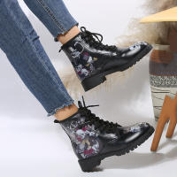 SP Nuevos Zapatos de Mujer, BOTAS Martin with Cordones de Invierno para Exterior, BOTAS de moda punk con Gráficos animados de Graphite con personalidad para Mujer. - details 2