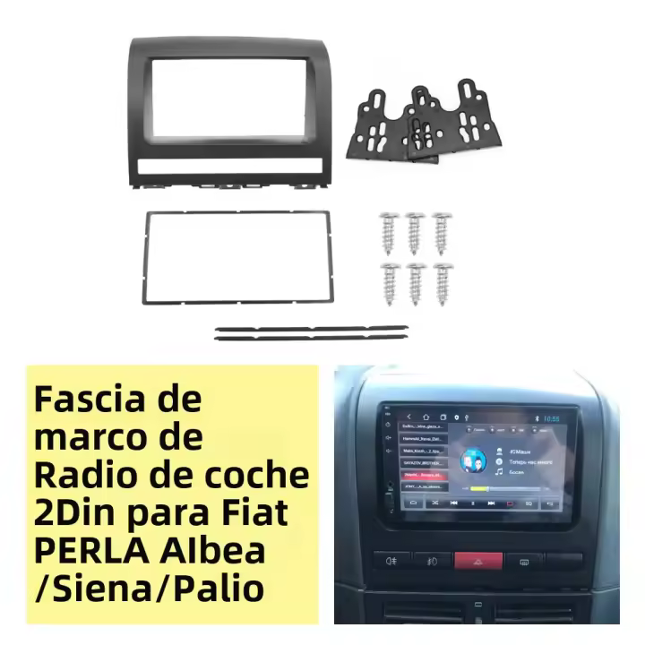 Marco De Radio 2DIN Para Fiat Perla Albea / Siena / Palio 2004-2012 Panel De Montaje Para Estéreo DVD Fascia De Instalación En El Tablero Color Negro ABS - 1
