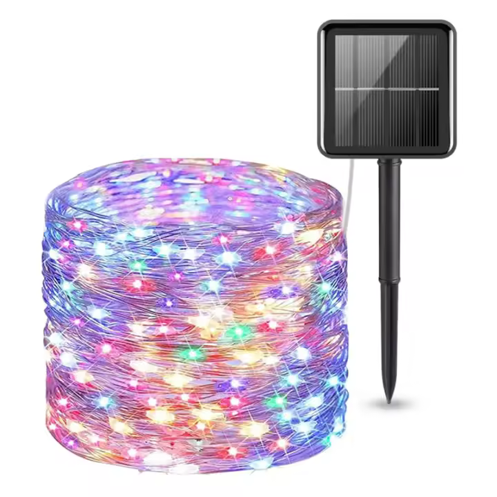 Cadena De Luces Solares Con 100/200 LED Para Exteriores Impermeable Con 8 Modos Luz De Navidad Para Árbol Bodas Y Fiestas Decoración - 1