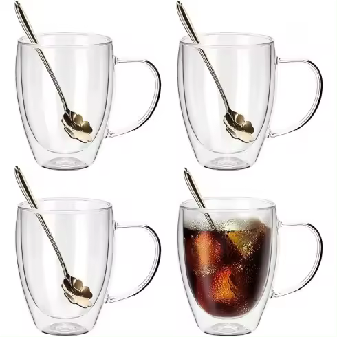 Set 4 vasos Doble Cristal con Asas de 350 ml - 1