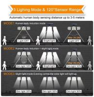 122LED de tres cabezas luz solar de pared luz solar de jardín luz de sensor de cuerpo humano al aire libre, luz solar de pared adecuada para jardines, patios y garajes - details 2