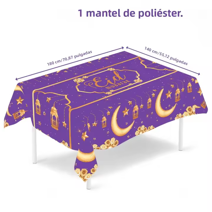 Mantel De Poliéster Para Eid Mubarak Y Ramadán Resistente Al Agua Y a La Grasa Estilo Moderno Decoración Para Restaurante Y Hogar Arte Islámico Rectangular - 1