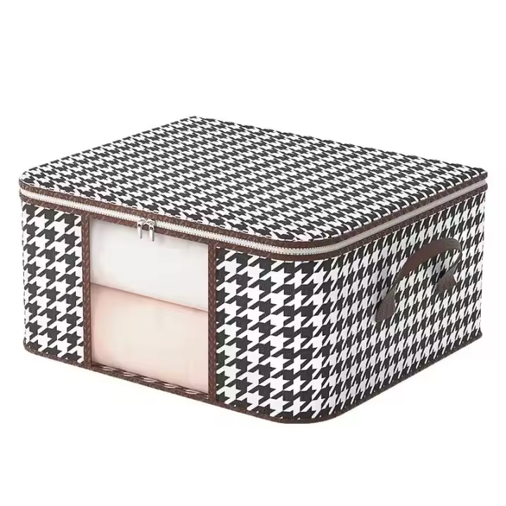 Caja De Almacenamiento Portátil De Gran Capacidad Visible Organizador De Ropa Para El Hogar Con Manijas Plegable a Prueba De Polvo Con Cierre De Cremallera - 1