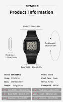 Reloj Deportivo Para Hombre SYNOKE Con Pantalla Grande LED Luminosa Resistente Al Agua Y Al Choque Estilo Retro Moda Malla De Cuero Material Del Cuerpo Plástico - details 2