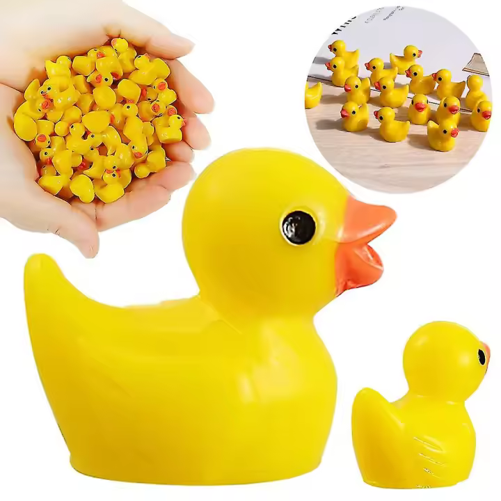 Mini patitos amarillos, patitos pequeños, paisaje de jardín, acuario, casa de muñecas, plantas en maceta, decoración - 1