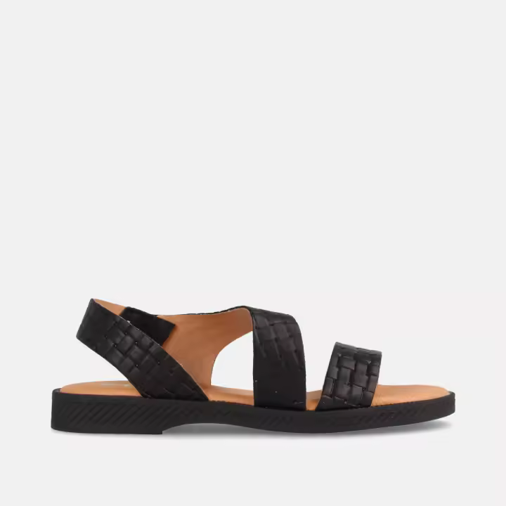 MARILA SHOES SANDALIA PLANA PARA MUJER EN PIEL ASH NEGRO - 1