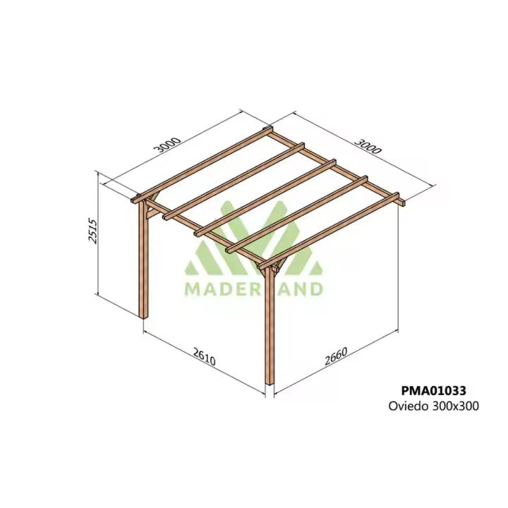 Pérgola de Madera Maciza Adosada Oviedo (Maderland) - 1